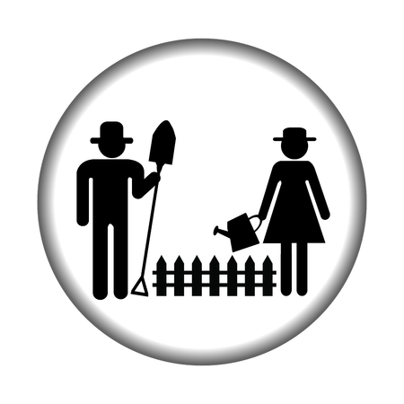Farmer icon with farmers gardeningのイラスト素材