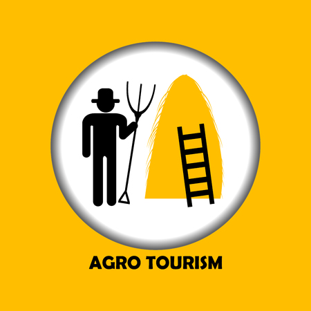 Illustration of agro tourism icon with farmerのイラスト素材