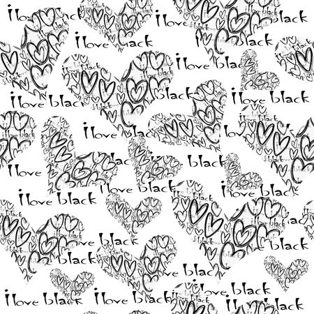I love black concept with  hearts, seamless backgroundの写真素材