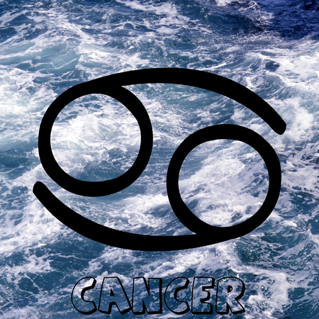 Cancer zodiac sign on water element backgroundの写真素材