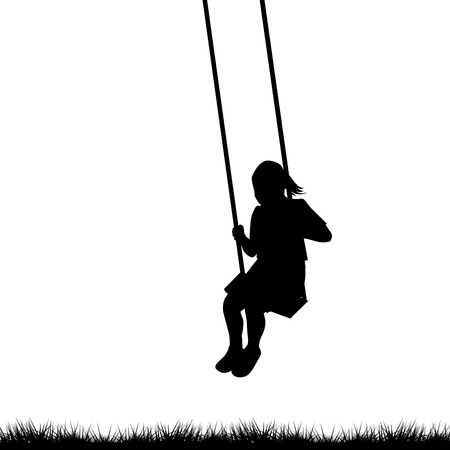Child having fun on a swing outdoorのイラスト素材
