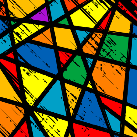 Grunge stained glass window, colorful mosaicのイラスト素材