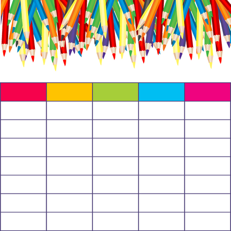 School timetable with multicolored pencilsのイラスト素材