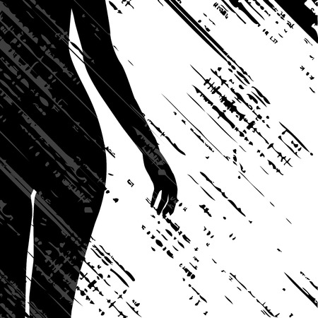 Grunge woman body silhouetteのイラスト素材