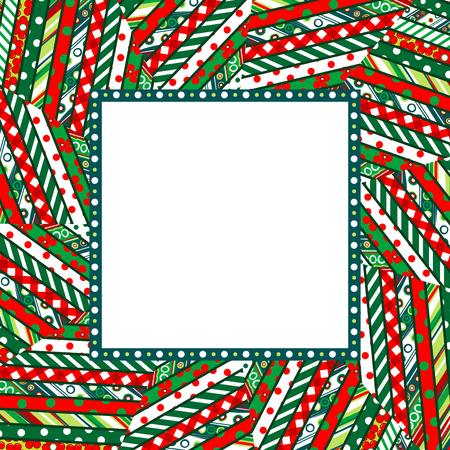 Abstract Christmas mosaic background with frameのイラスト素材