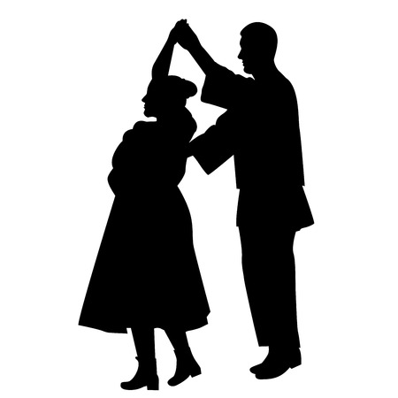 Silhouette of dancers dancing a traditional danceのイラスト素材