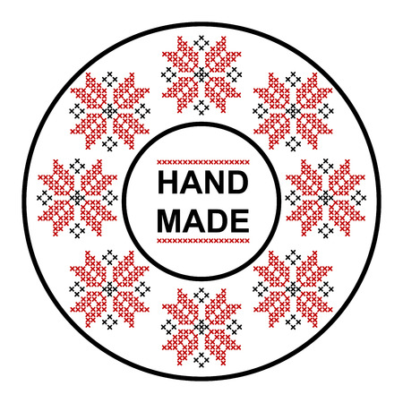 Handmade round frame with traditional Romanian ornament のイラスト素材