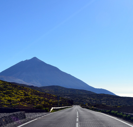 Road towards volcano El Teide Tenerife, Canary Islandsの写真素材
