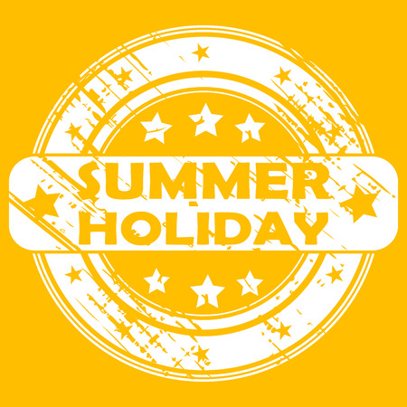 Summer holiday rubber stamp on orange backgroundのイラスト素材