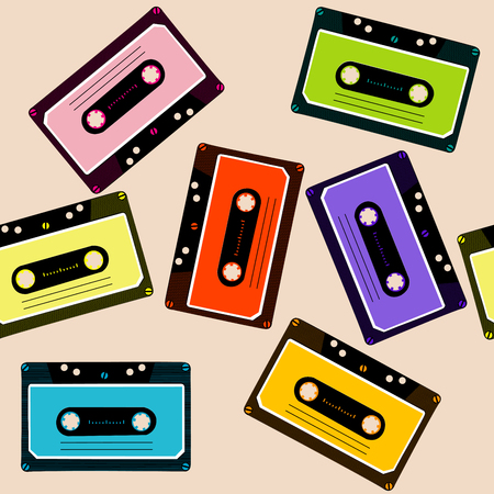 Retro background with audio cassettesのイラスト素材