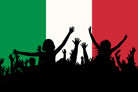 People silhouettes celebrating Italy national dayのイラスト素材