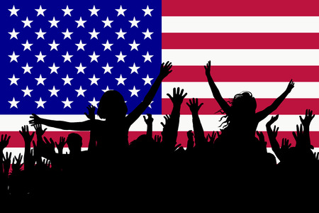 People silhouettes celebrating USA national dayのイラスト素材