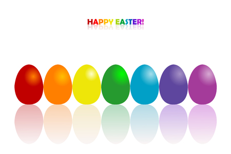 Easter greeting card with rainbow colors eggsのイラスト素材