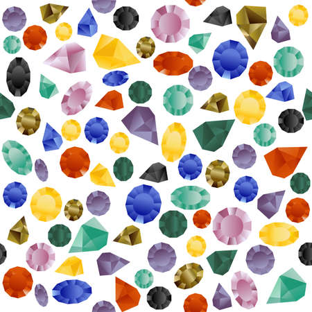 Colorful seamless pattern with gemstones on white backgroundのイラスト素材
