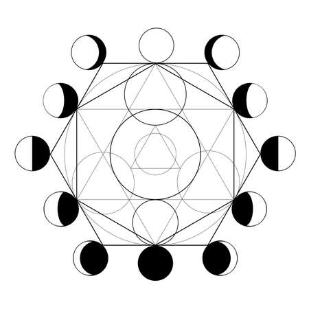 Symbol of alchemy and moon phasesのイラスト素材