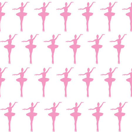 Pink ballerina seamless pattern on white backgroundのイラスト素材