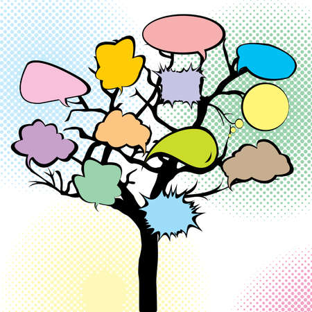 Abstract tree with colored speech bubblesのイラスト素材