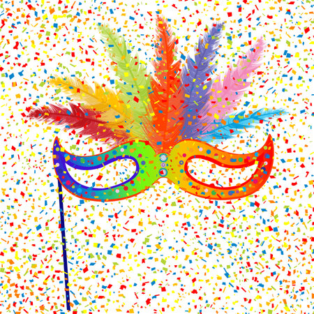 Isolated carnival mask with confettiのイラスト素材