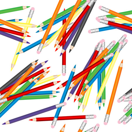 Piles of colored pencils seamless backgroundのイラスト素材