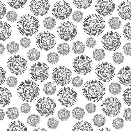 Black and white seamless pattern with sun symbol african motifのイラスト素材
