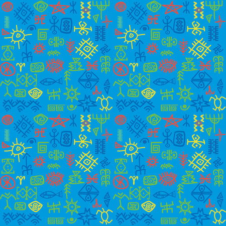Colored african pattern with ethnic motifs