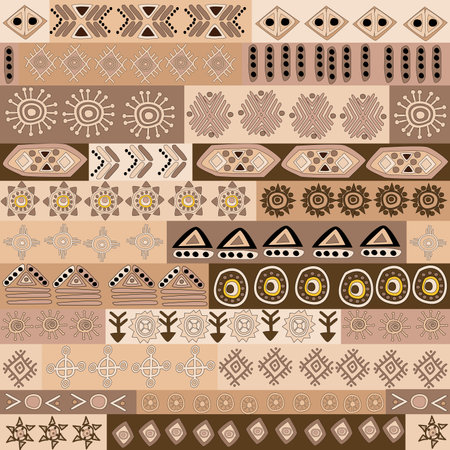 African symbols and motifs seamless patternのイラスト素材
