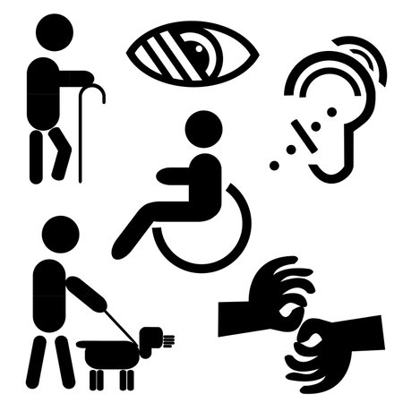 Set of disabled people iconsのイラスト素材