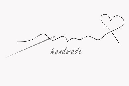 Handmade concept with needle and thread in shape of heartのイラスト素材