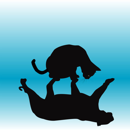 Black cat looking at its reflection and seeing a black pantherのイラスト素材