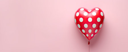 Red heart shaped balloon on pink background. Valentines day concept.の素材
