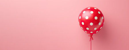 Red balloon with polka dots on a pink background. 3d renderingの素材
