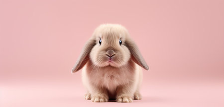 Cute baby rabbit on a pink background. Easter concept. Copy space.の素材