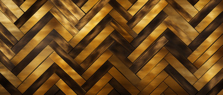 Wooden parquet background with gold and black stripes. Vector illustration.の素材