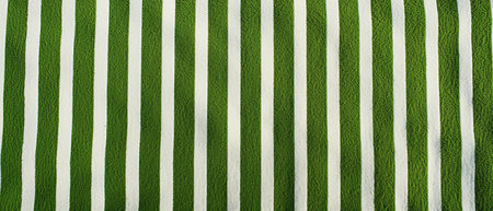 Green and white striped fabric as a background texture pattern with copy spaceの素材