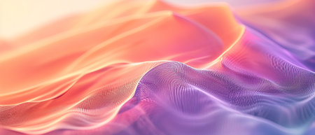 3d rendering of abstract wavy background with glowing particles in empty spaceの素材