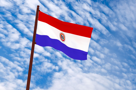 3d rendering Paraguay flag with sky background