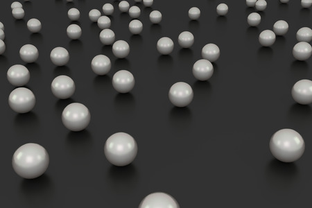 3D rendering of many pearl on a black groundの写真素材