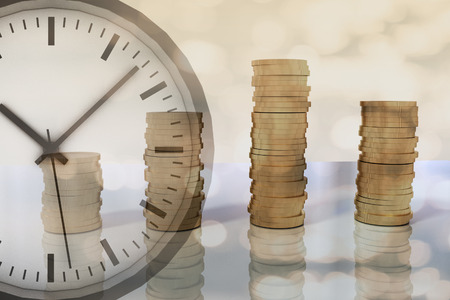 3D rendering of piles of money and timeの写真素材