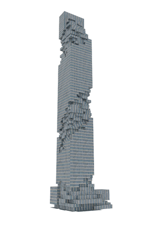 3D rendering of tall building on a white backgroundの写真素材