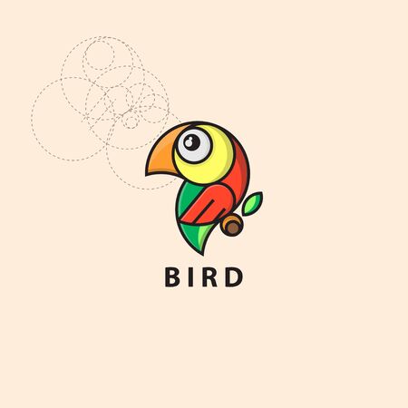 icon logo bird with grid styleのイラスト素材
