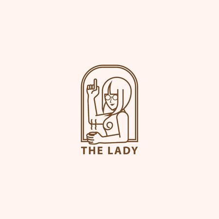 icon logo of a girl drinkingのイラスト素材