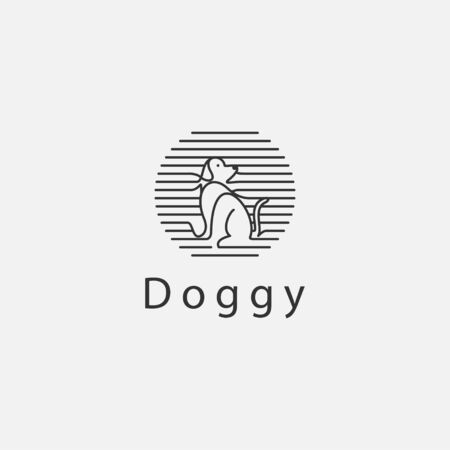 icon logo of sitting dog with bold lineのイラスト素材