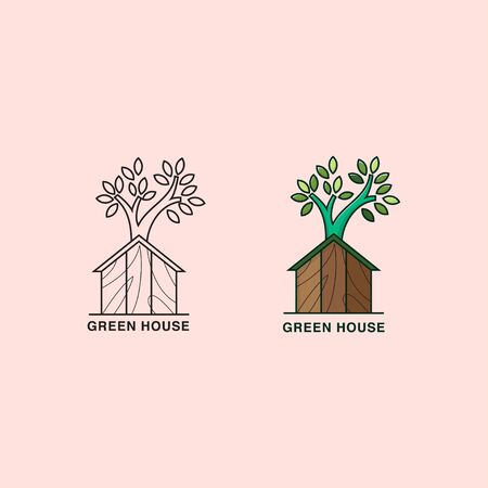 icon logo house with wooden conceptのイラスト素材