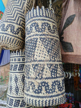 bags made from rattan of local peopleの写真素材