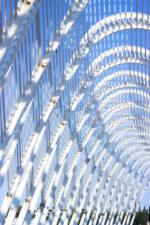 Athens, Greece - August 03 2020: Details of the arch of Athens Olympic stadium; architectureのeditorial素材