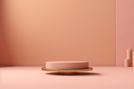 Amber background for perfume, jewellery and cosmetic products. Front view. Product display with shadows and natural sun light. Ai generative.の素材