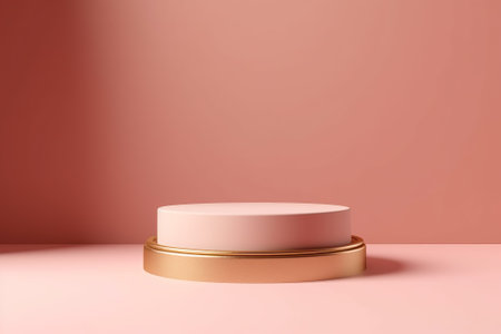 Amber background for perfume, jewellery and cosmetic products. Front view. Product display with shadows and natural sun light. Ai generative.の素材