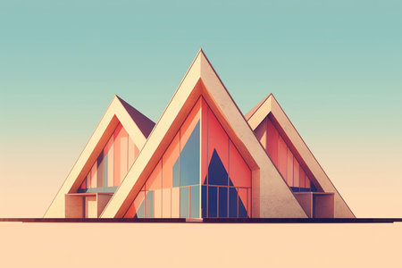 3D render of a modern house on a background of blue skyの素材