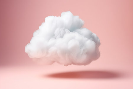 White cloud on a pink background. 3D rendering, 3D illustration.の素材