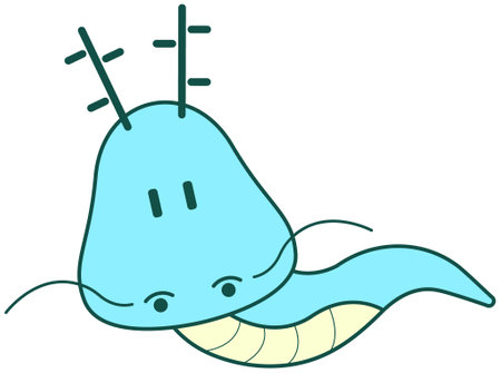 cute baby blue eastern dragonのイラスト素材